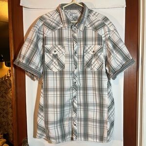 BKE Buckle Plaid Pearl Western Shirt